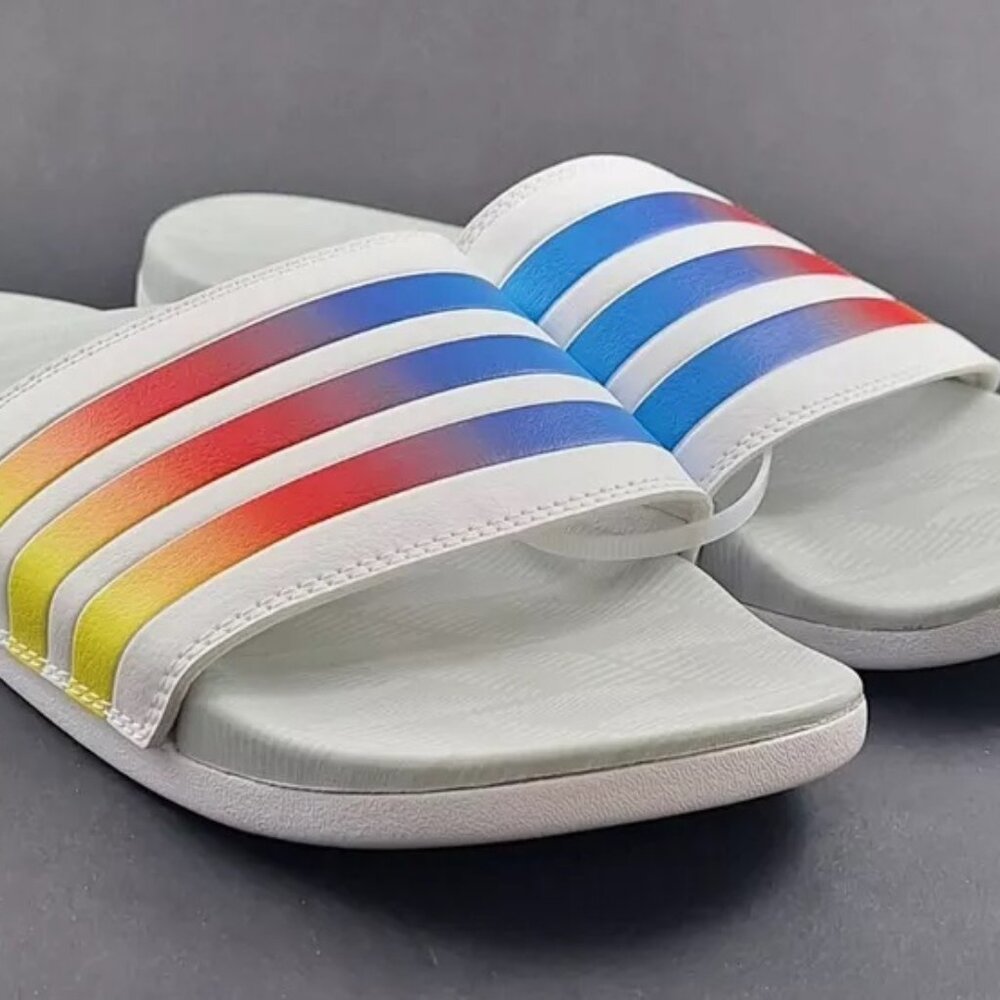 Adidas Adilette Comfort Slides Slip On Rainbow Shoes Adults Men 11